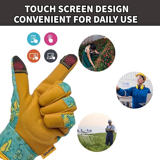 Thorn Proof&Puncture Resistant Gardening Gloves with Grip,Garden Glove for Women, Leather Yard Work Gifts