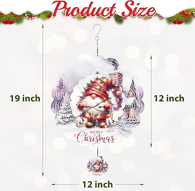 Metal Wind Spinner Outdoor Christmas Decorations,Santa Claus Halloween Yard Decorations 12inch 3D Stainless Steel Garden Sculpture Lawn Ornaments Gifts Indoor/Outdoor Decor Gifts for Women