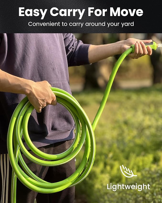 RAINPOINT Garden Hose 25ft - Flexible Heavy Duty Water Hose with Swivel Handle - lightweight, Hybrid Rubber, 5/8", Male to Female