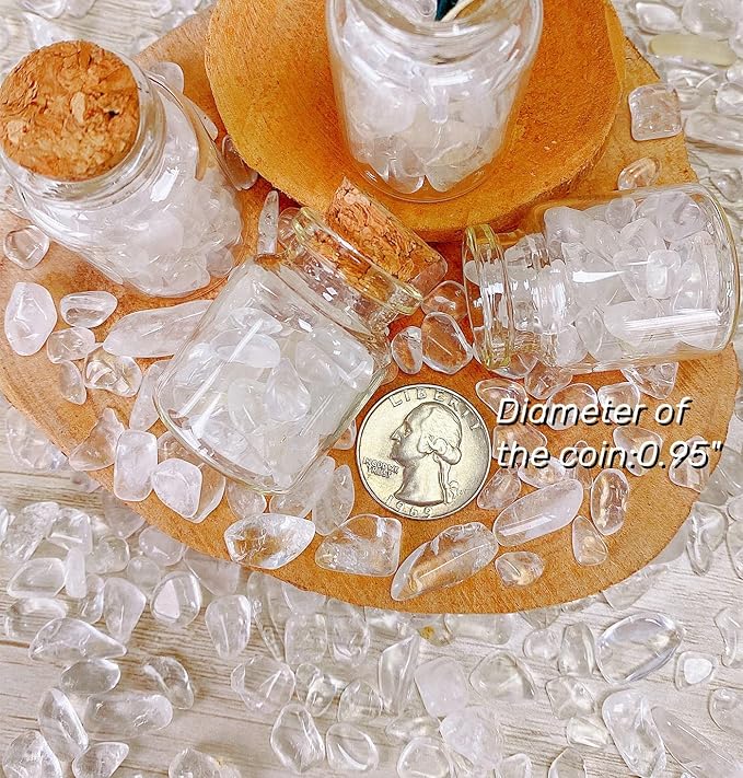 Clear Quartz Crystals Tumbled Stones Polished Rocks Chips Stone Crushed Crystal Healing Natural Gem Gravel Home Decoration mini Aquarium Tank Plants Small Vase Filler Landscape Bottom Ornament 250G