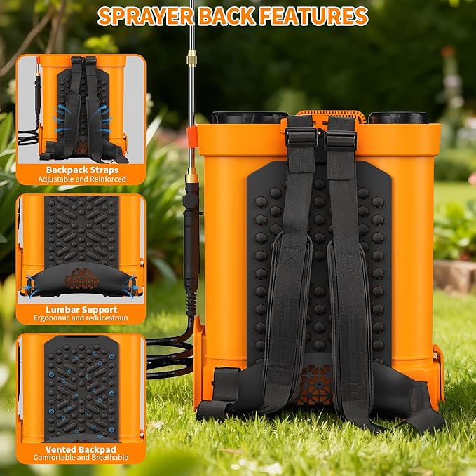 Battery Powered Backpack Sprayer 5 Gallon,90 PSI Electric Garden Sprayer with 8 Nozzles & Telescoping Wand,Weed Yard Sprayer Compatible with Dewalt 21V 2.6Ah Battery (Battery not Included)