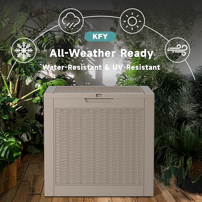 30 Gallon Waterproof Resin Deck Box, UV Resistant Outdoor Storage for Garden, Patio, Porch, Delivery, Grey