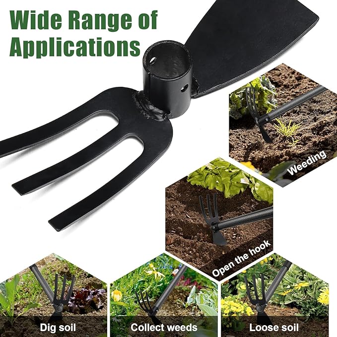 Hoe Garden Tool, 30 Inch Garden Hoe Adjustable Long Handle, 2 in 1 Garden Hoe for Weeding, Stainless Steel Weeder Tool for Yard Long Handle, Gardening Hoe for Planting, Lossening, Digging