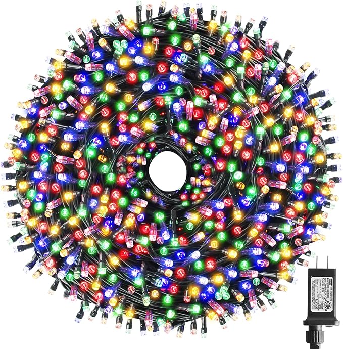 XTF2015 262FT 800 LED Christmas String Lights, Christmas Lights Plug 8 Modes Memory Function with Timer, UL Certified Outdoor Indoor Fairy Light Christmas Tree, Patio, Party (Multicolor)