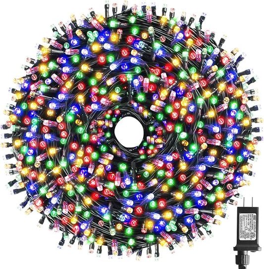 XTF2015 262FT 800 LED Christmas String Lights, Christmas Lights Plug 8 Modes Memory Function with Timer, UL Certified Outdoor Indoor Fairy Light Christmas Tree, Patio, Party (Multicolor)