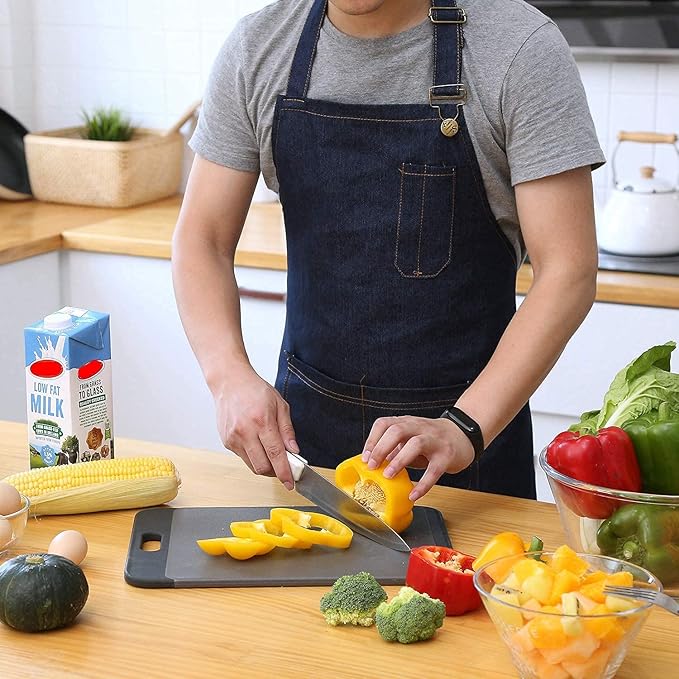 Tosewever Canvas Cross Back Chef Cotton Aprons for Men Women with Large Pockets