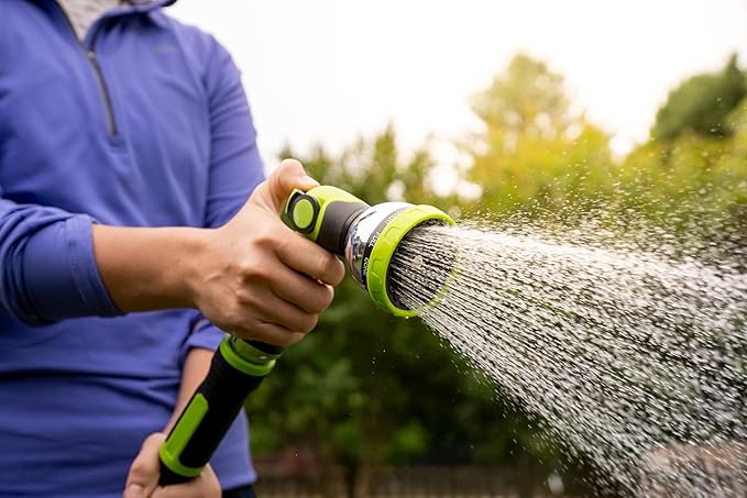 Heavy Duty Garden Hose 100ft x 5/8” – Flexible Water Hose, Leak-Proof, Lightweight Hybrid Hose with Swivel Handle & 10 Function Spray Nozzle – Durable Outdoor Hose, Kink Free