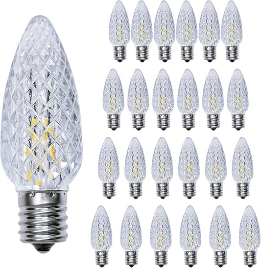 25 Pack C9 Led Replacement Christmas Light Bulb, Warm White C9 Shatterproof Led Bulbs for Indoor Outdoor Decorative String Light, E17 Base