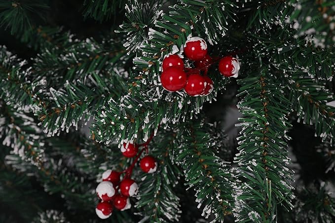 7ft Artificial Snow Flocked Christmas Pine Tree Holiday Faux-Pine Xmas Tree Decoration with 1390 Tips