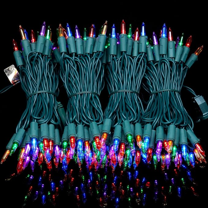 YULETIME 200 Count Multicolor LED Christmas Lights, 66 Feet Green Wire UL Certified Commercial Grade Holiday String Light Set (Multicolor)