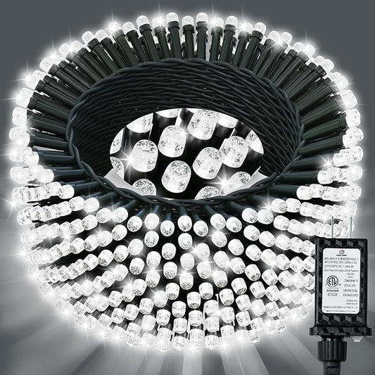 JACKYLED Outdoor String Lights Waterproof, 178FT 500 LED Plug in Christmas Light with 8 Modes, Fairy String Lights for Xmas Tree Halloween Holiday Party Garden Yard House Decoration, Cool White