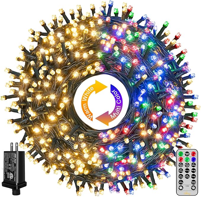 Ollny Christmas Lights, 210FT 640LED Color Changing Christmas Tree Lights with 11 Modes Remote Control, Outdoor Christmas Lights for Outside Indoor Patio Weddings Xmas Decorations