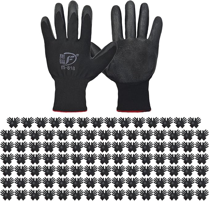 120 Pairs Gardening Work Gloves Bulk for Men Women, Breathable Nitrile Rubber Coated Garden Gloves Dipped Gripping Working Gloves for Construction, Gardening, 9.1 Inch
