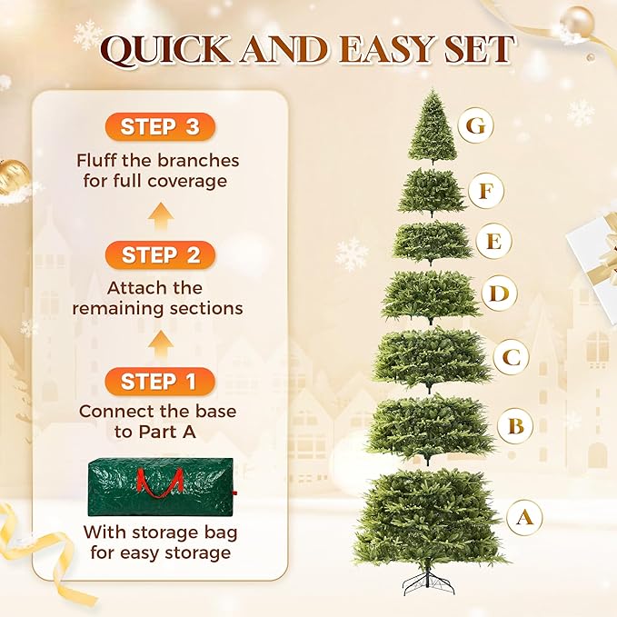 HOLLO STAR 12 ft Prelit Christmas Tree with 1800 LED Lights, App Control, Aspen Artificial Christmas Tree, Multi-Color RGBW Lights, 8334 PE & PVC Branch Tips, for Home, Party