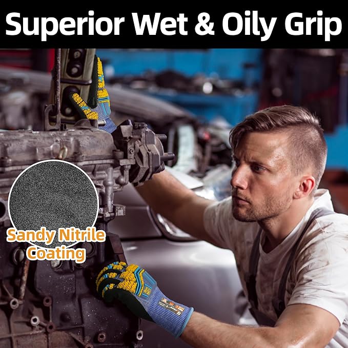 Schwer PRO-SKIN Impact Gloves with ANSI A4 Cut Reistant Protection, Flexible and Comfortable Work Gloves with Grip，Touchscreen, Used for Oil and Gas E&P，Mechanic, Construction, Non-PFAS, XL, PM3900-T