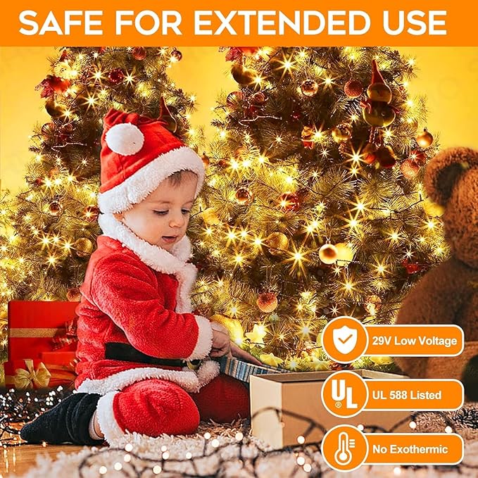 264FT 800 LED Christmas Lights, Twinkle Xmas Lights with 8 Modes and Timer, Outdoor Waterproof Christmas Tree Lights for Room Bedroom Wedding Party Holiday Decorations, Warm White