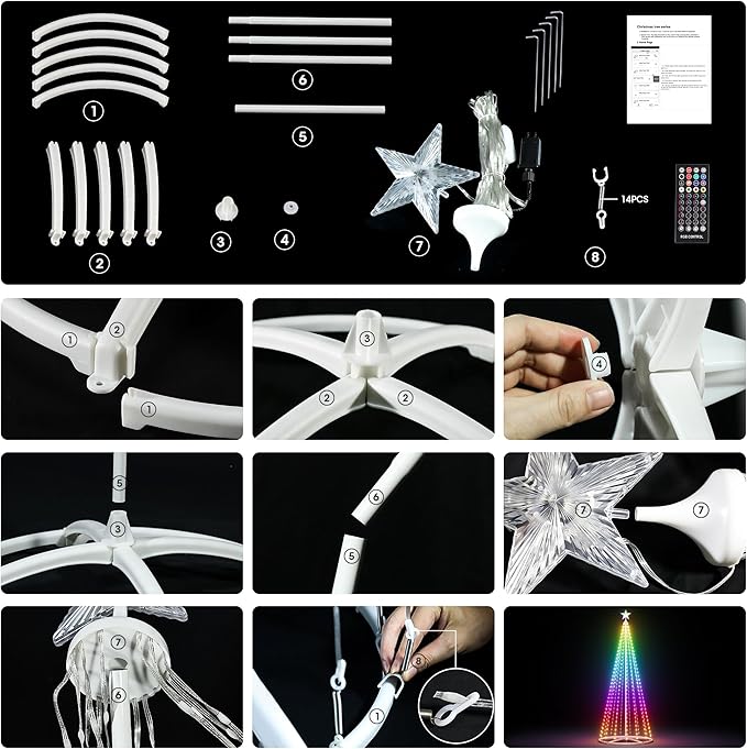 6FT Smart Cone Christmas Tree, Multicolor Prelit Outdoor Christmas Tree Lights, Music Sync, App & Remote Control, LED Light Show Tree for Indoor Outdoor Decorations