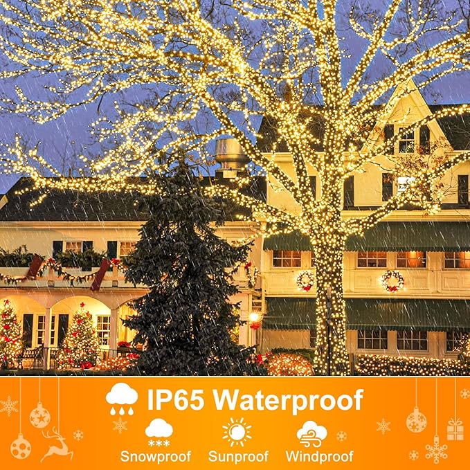 262FT 800 LED Christmas Lights, Plug in Warm White Christmas Tree Lights Outdoor with Timer and 8 Modes, Green Wire Waterproof String Lights for Indoor Yard Patio Xmas Holiday Decorations