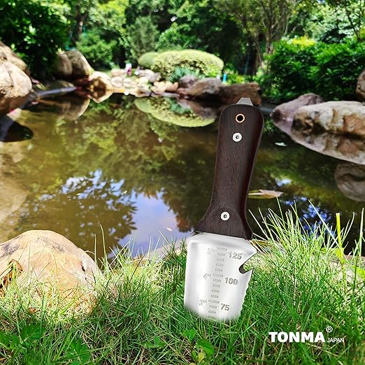 TONMA Hori Hori Garden Knife [Made in Japan] Heavy Duty Stainless Steel Japanese Hori Knife with Sheath Garden Tools, Natural Wenge Wood Handle, Full Tang, 5.5-Inch Blade