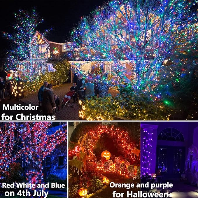 Joomer Color Changing Christmas String Lights,164FT 500 LED RGB LED String Lights Outdoor Fairy Twinkle Tree Light with Remote Timer Plug in for Room Indoor Wedding Party Christmas Decorations