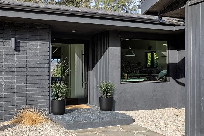 Veradek Mason Series Lima Planter - Round Planter for Indoor or Outdoor Porch/Garden | Made from Plastic-Stone Composite with Drainage Holes | Modern Décor for Succulents, Flowers, Small Plants