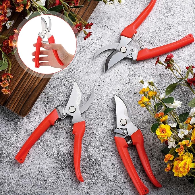 Chumia 30 Garden Flower Shears Pruning Scissors Heavy Duty Plant Scissors Trimming Garden Clippers Hand Tree Pruner for Yard Gardening Plants Hedge Flower Tree Cutting Secateurs (Orange)