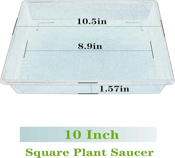 Square Plant Saucer 10 Inch 2 Pack 6 8 10 12 14 16 18 20 Inch, Plant Trays for Pots Heavy Duty Plastic Plant Saucers for Indoors Outdoors, Flower Pot No Holes Plant Drip Trays