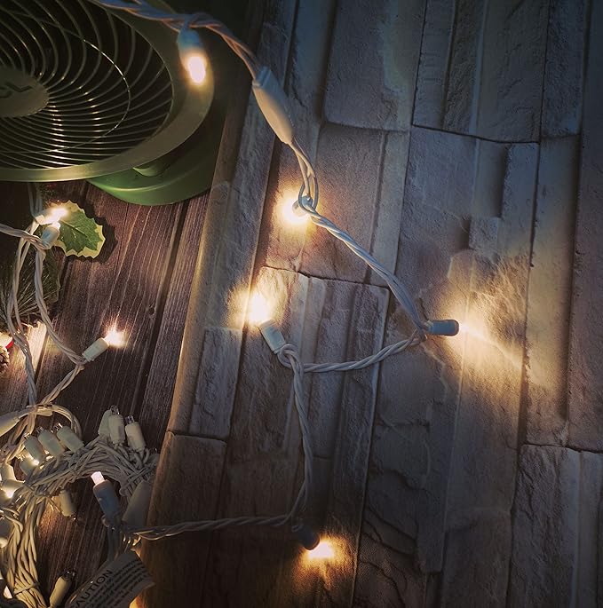 Christmas Lights 50 LED 17FT Commercial Mini LED String Lights, 120V UL, White Wire Xmas Lights for Indoor & Outdoor Use, Holiday Party Decorations,Trees, Light Displays (Warm White)