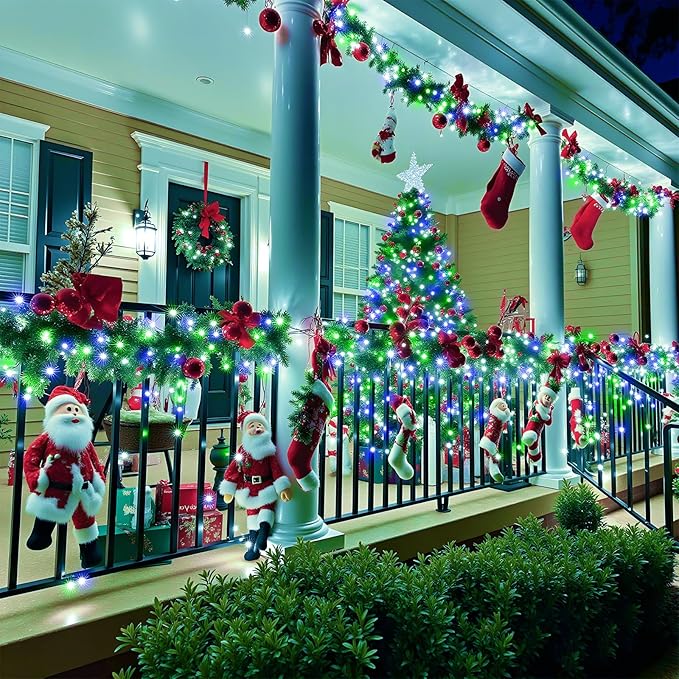 66FT 200 LED Christmas Lights Outdoor, Plug in Christmas String Lights Indoor, Waterproof & 8 Modes & Timer Function, Connectable Fairy Twinkle Light for Bedroom Patio Garden Xmas Decor, Blue Green