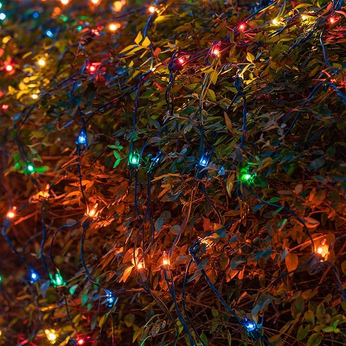 Kringle Traditions Multicolor Christmas Net Lights for Outdoor Christmas Decorations, 150 Incandescent Lights on Green Wire, 4 x 6 ft for Bushes, Hedges & Shrubs