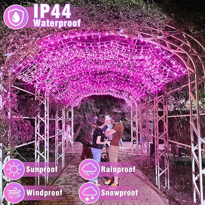 165FT 500 LED Christmas Lights, Plug in Christmas String Lights with Waterproof, 8 Modes Twinkle Fairy Lights for Xmas Garden Tree Holiday Decorations, Pink