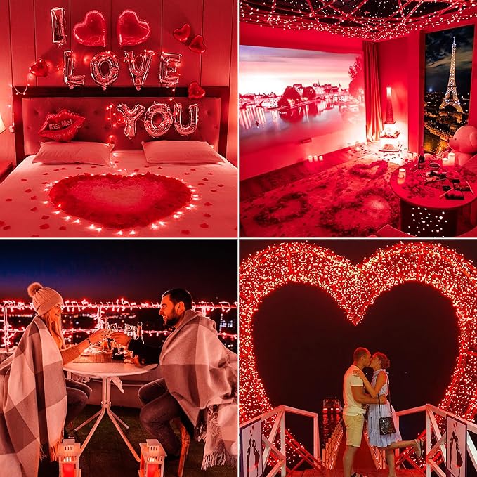 33FT 100 LEDs String Lights Waterproof Fairy Lights 8 Modes with Memory 30V UL Certified Power Supply for Home, Garden, Wedding, Party, Christmas Decoration Indoor Outdoor (Red)