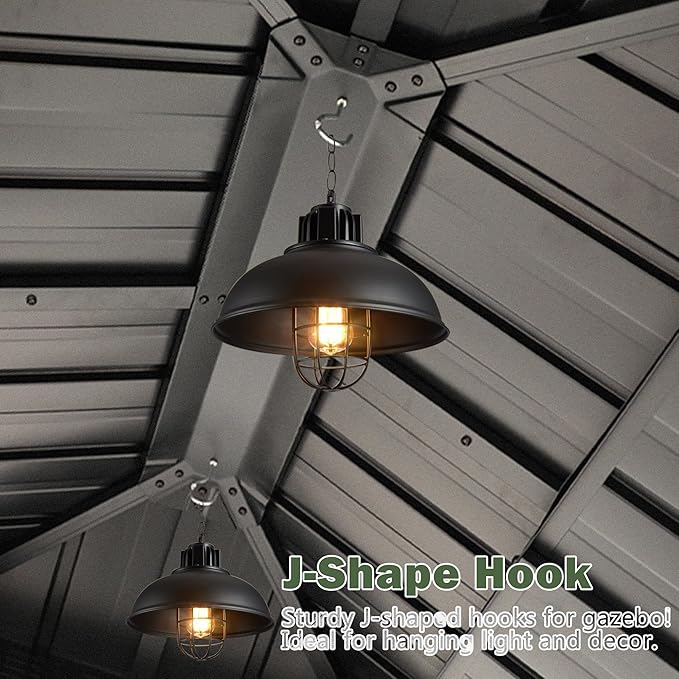 12x16FT Hardtop Wood Gazebo, Outdoor Gazebo with Cedar Wooden Pillar & Double Metal Roof - Weather-Resistant Gazebos Pavilion for Patio, Garden, Backyard (w/Netting & Gray Curtains)