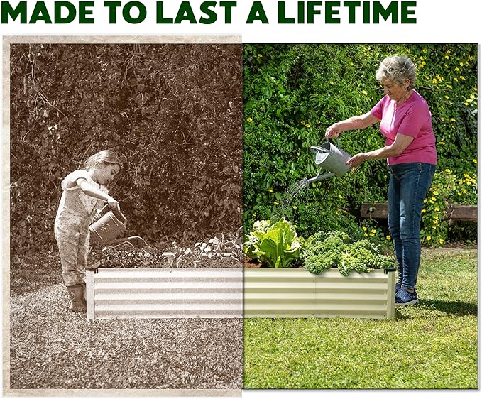 Galvanized Raised Garden Beds Outdoor // 6×3×1 ft Planter Raised Beds for Gardening, Vegetables, Flowers // Large Metal Garden Box (White) // Patented Tool-Free Design