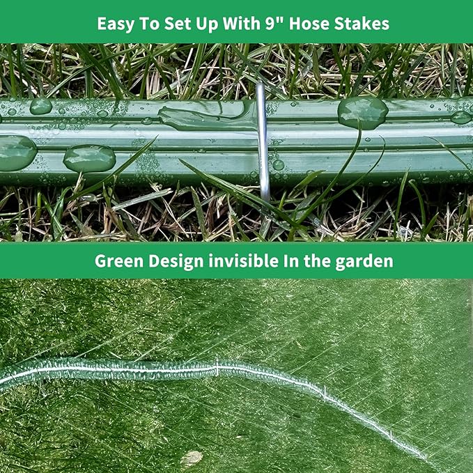 Watoo 2025 Sprinkler Hose & Soaker Hose for Yard - 75 FT Reinforced Flat Garden Hose with Holes, Heavy Duty No-Kink Lawn Irrigation Hose (Includes Stakes, High Pressure Spray)