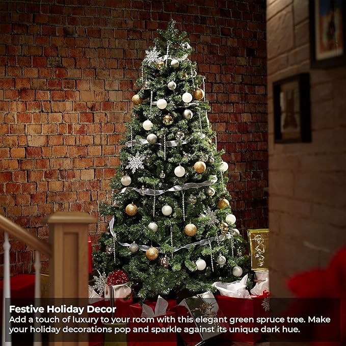 Casafield 9FT Realistic Green Spruce Artificial Holiday Christmas Tree with Sturdy Metal Stand