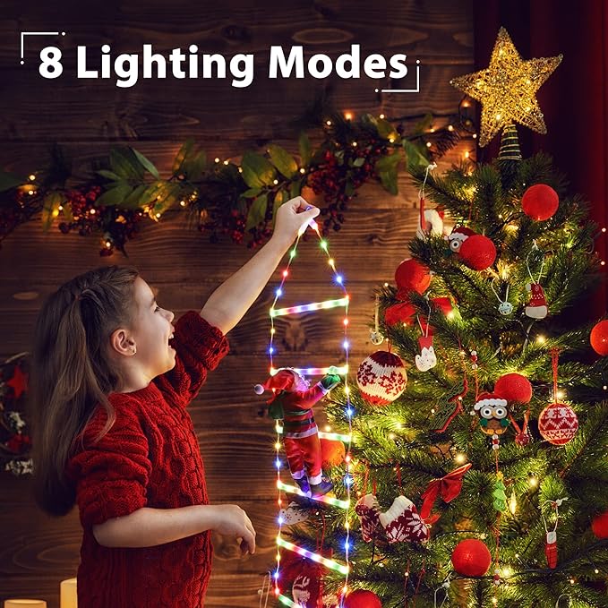 Toodour LED Christmas Light - 2.5FT Christmas Decorative Ladder Lights with Santa Claus, Xmas Decorations Light for Indoor Outdoor, Window, Garden, Home, Wall, Xmas Tree Decor - Multicolor