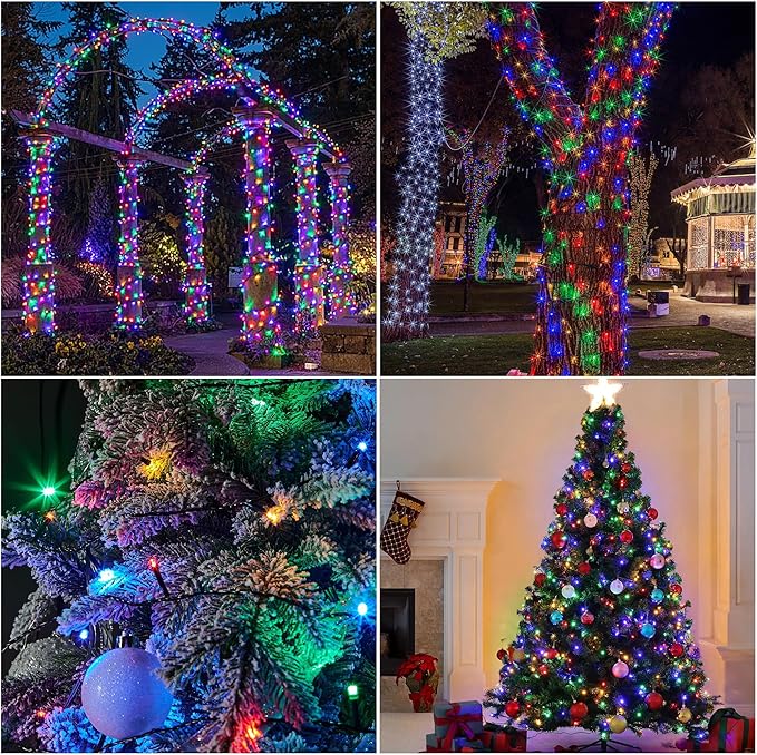 Weillsnow 328 FT 1000 LED Christmas String Lights with Remote & Timer, 8 Lighting Modes Twinkle Lights, Waterproof Fairy Lights For Outdoor Bedroom Backyard Tree Wall Christmas Decoration (Multicolor)