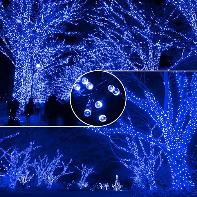 XTF2015 105ft 300 LED Christmas String Lights, End to End Plug 8 Modes Christmas Lights UL Certified Outdoor Indoor Fairy Light Christma s Tree, Patio, Garden, Party, Wedding, Holiday (Blue)