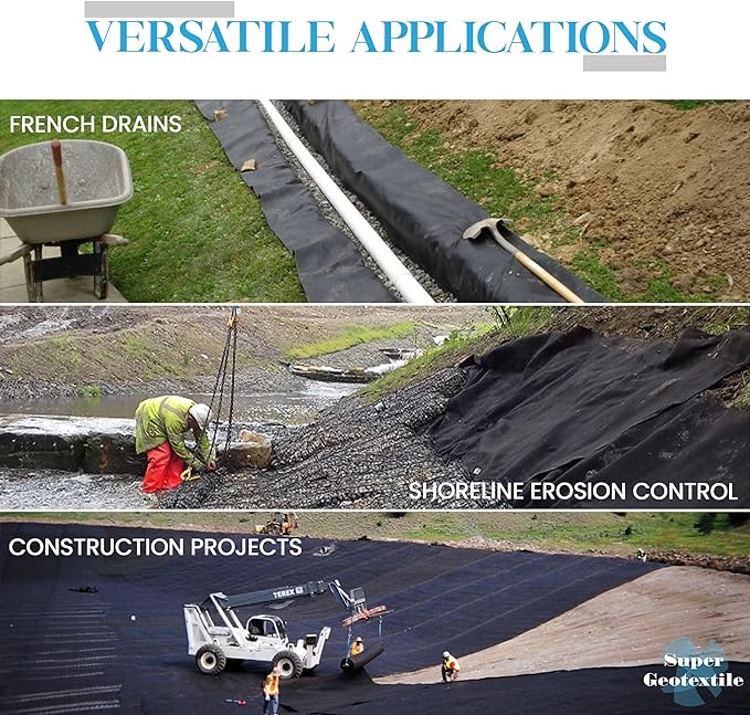 4, 6, 8 oz Non Woven Fabric for Landscaping, French Drains, Underlayment, Erosion Control, Construction Projects - 4 oz (8x100) Ships Folded