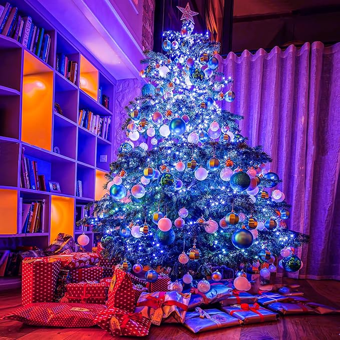 JMEXSUSS 250 LED Blue Halloween Lights: 91.5ft Extendable Green Wire Blue Christmas Lights Indoor Outdoor Waterproof with 8 Modes for Christmas Tree, Garden, Patio, Party, Holiday Decorations