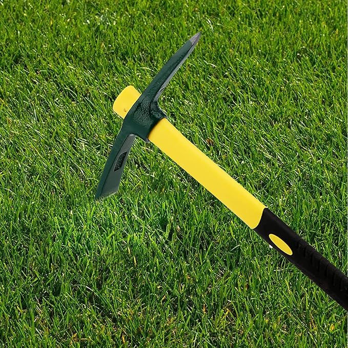 KEILEOHO 2 PCS 15 Inches Pick Mattock Hoe, Forged Weeding Garden Pick Axe with Fiberglass Handle, Weeding Mattock Hoe for Gardening, Loosening Soil, Camping