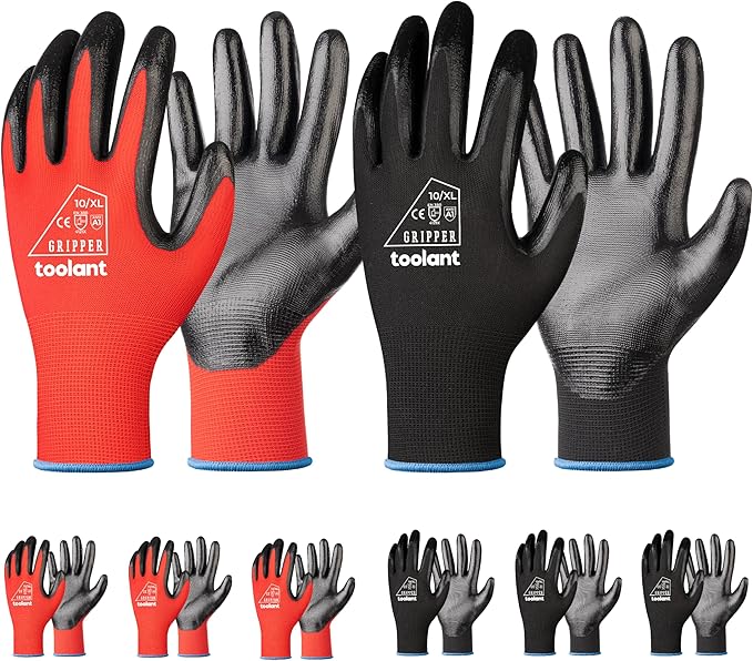 toolant Nitrile Coating Work Gloves for Men, Superior Oil Resistance, Safety Work Gloves with Grip, Touch Screen