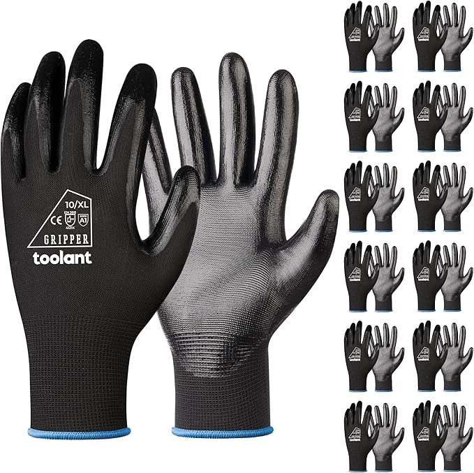 toolant Nitrile Coating Work Gloves for Men, Superior Oil Resistance, Safety Work Gloves with Grip, Touch Screen