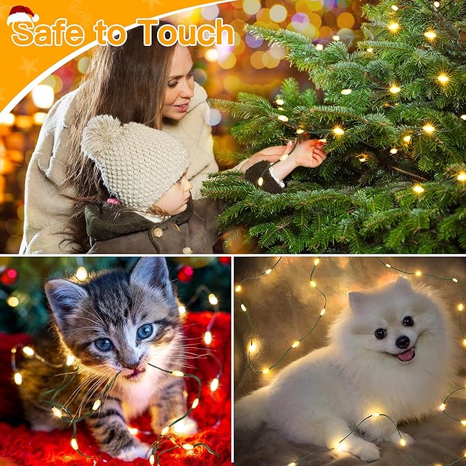 Ollny Christmas Lights 800 LED 262 FT Plug in, IP67 Waterproof Green Wire Outdoor Christmas Lights with Remote, 8 Modes and Timer Outdoor String Light for House Indoor Xmas Decorations (Warm White)