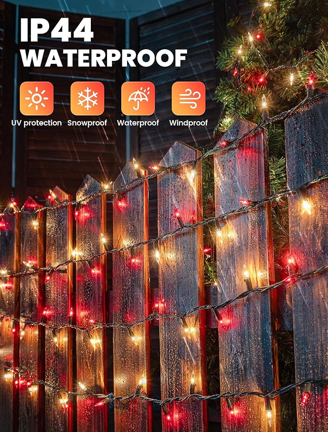 Red Clear Christmas Lights,13FT 50 Count Incandescent Mini Light,Green Wire Christmas String Lights Plug in Waterproof for Tree Xmas Wedding Indoor Outdoor Valentine's Day Decor (Red Clear, 50 Count)