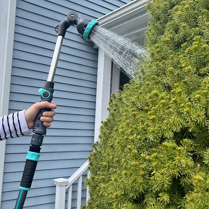 18 Inch Water Hose Wand Featuring 9 Spray Patterns and a Pivot Head 600001 with Comfort Grip and Thumb Control by New England Garden Tools for Cleaning, Watering Plants & Yards, Washing Cars & Pets