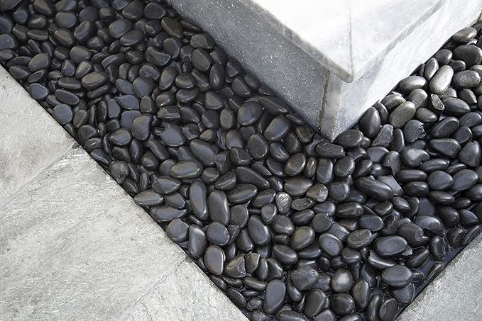 MSI Decorative Polished Black Pebbles, 1.2 inch - 2 inch, 40 lb. Bag(Pallet/ 55 Bags)