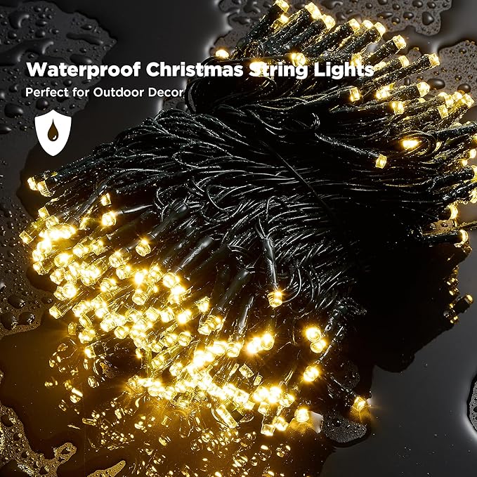 WBao Christmas Lights Indoor Outdoor 500LED 174ft, Super Bright LED Christmas String Lights with UL Certified, 8 Lighting Modes, Timer, Memory & Waterproof for Trees, Patio, Party Decor, Warm White