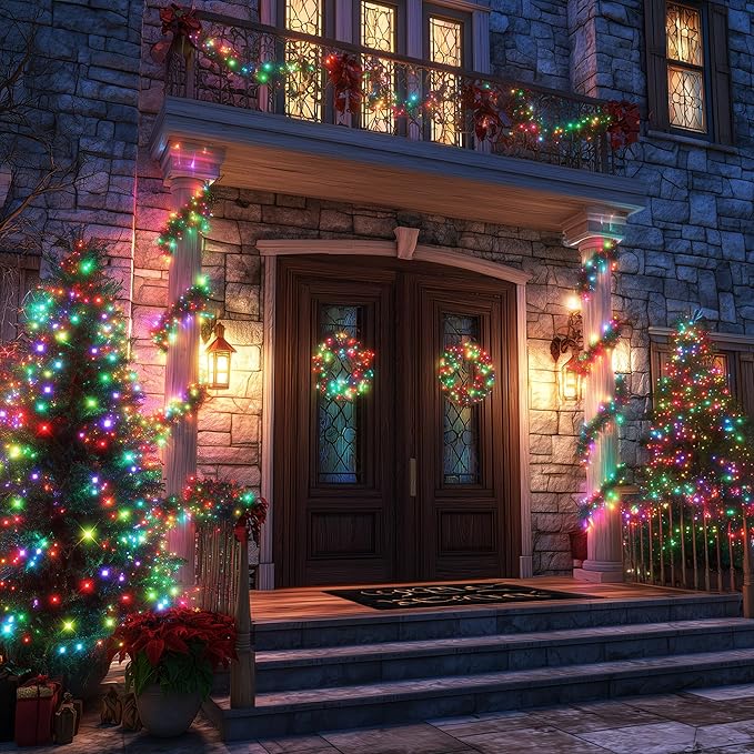 Joomer Christmas String Lights - 66FT 200LED RGB String Lights with Remote, Waterproof Outdoor Indoor with Timer Memory Function for Tree, Yard, Christmas Decor (Non-Connectable)